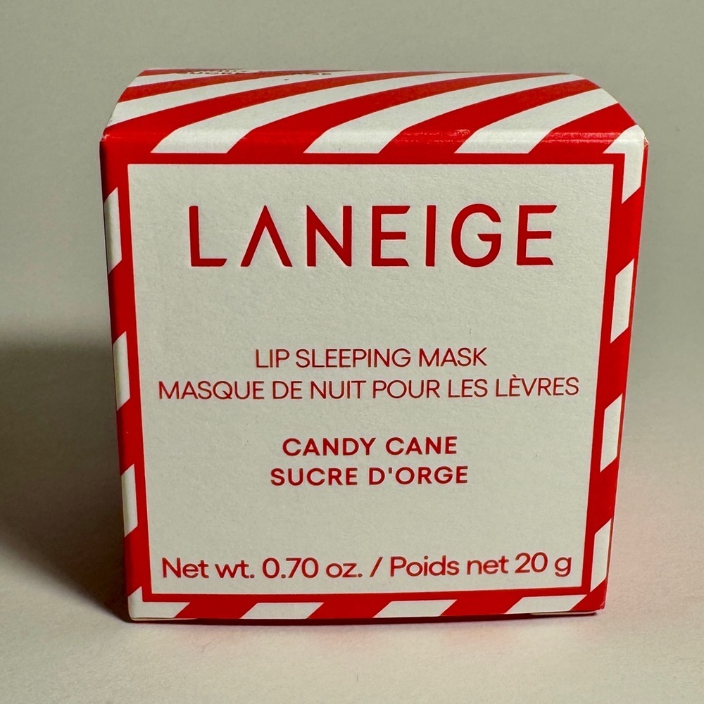 Laneige Candy Cane Lip Sleeping Mask Holiday 2024 Ltd Ed Full Size .70oz 20g - Picture 1 of 6